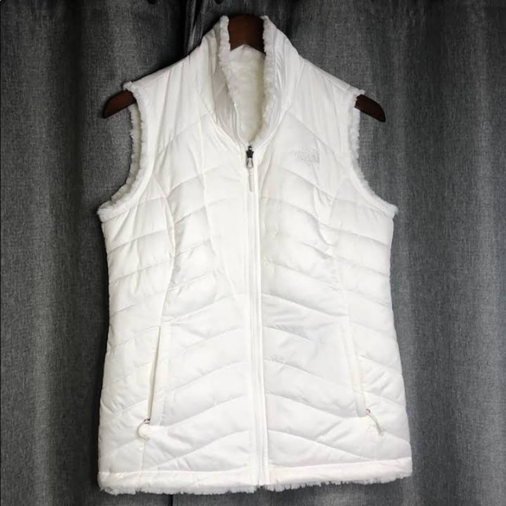 North Face reversible white vest